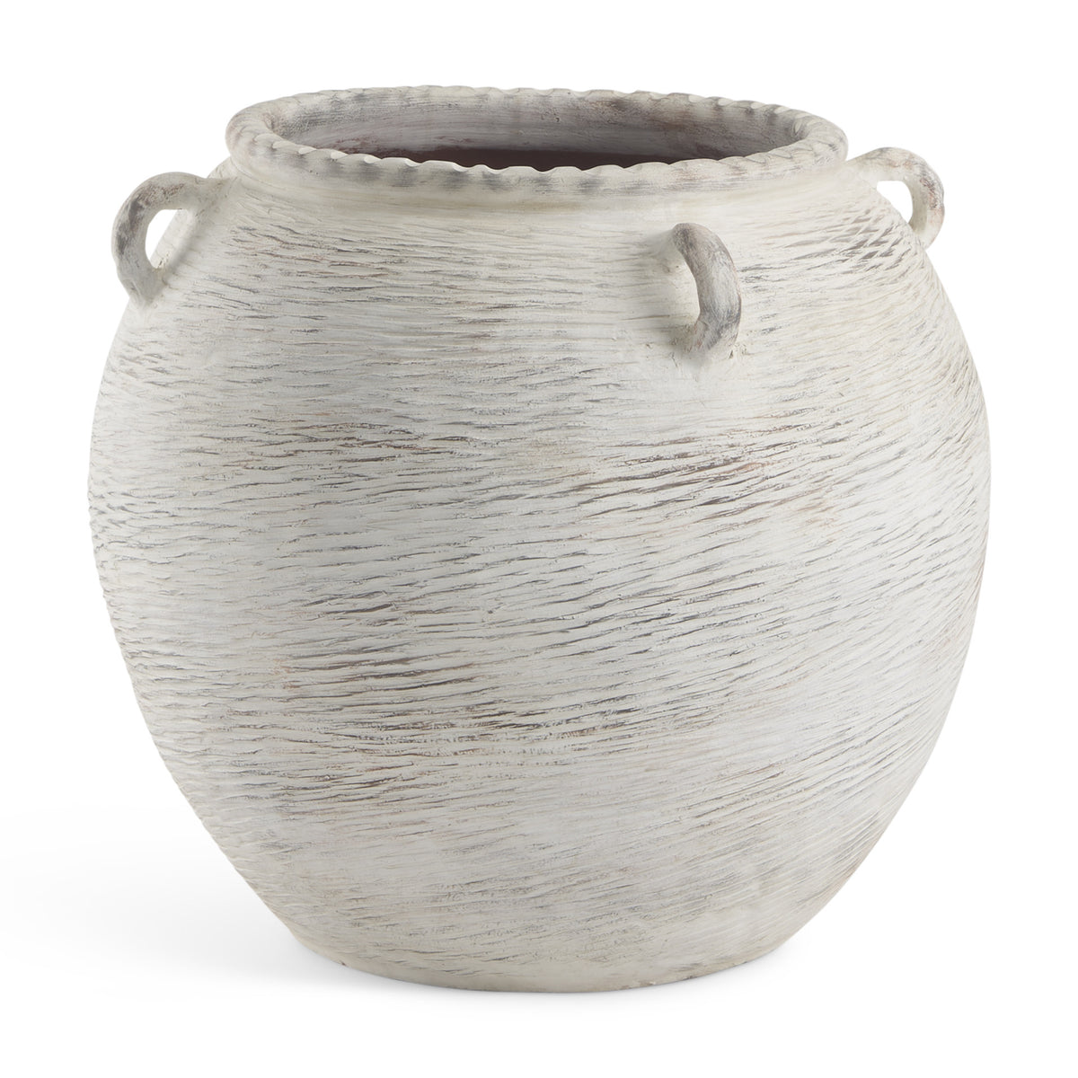 22" Cream Ceramic Amphora Floor Vase
