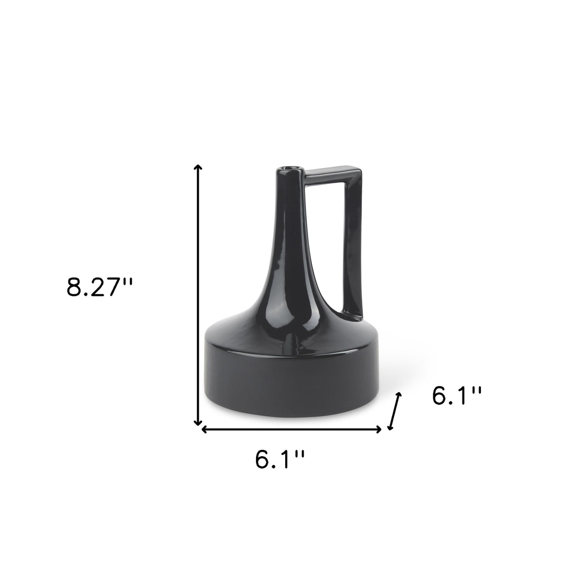 8" Black Ceramic Jug Vase