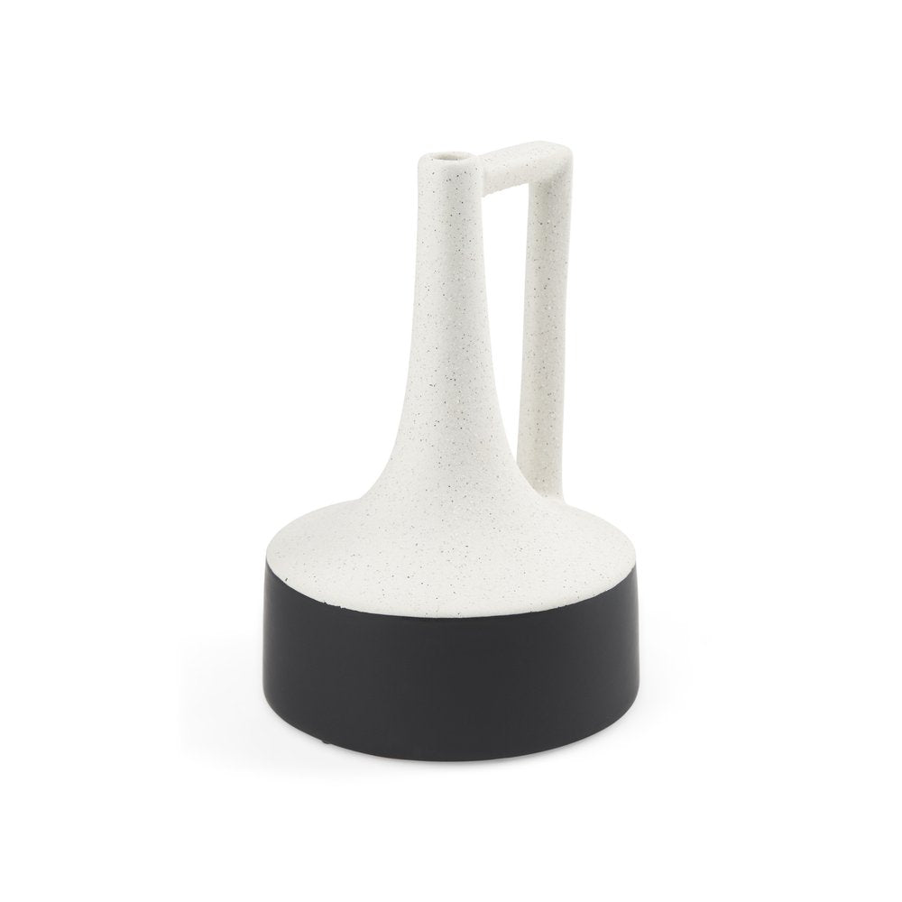 10" Black And White Ceramic Jug Vase