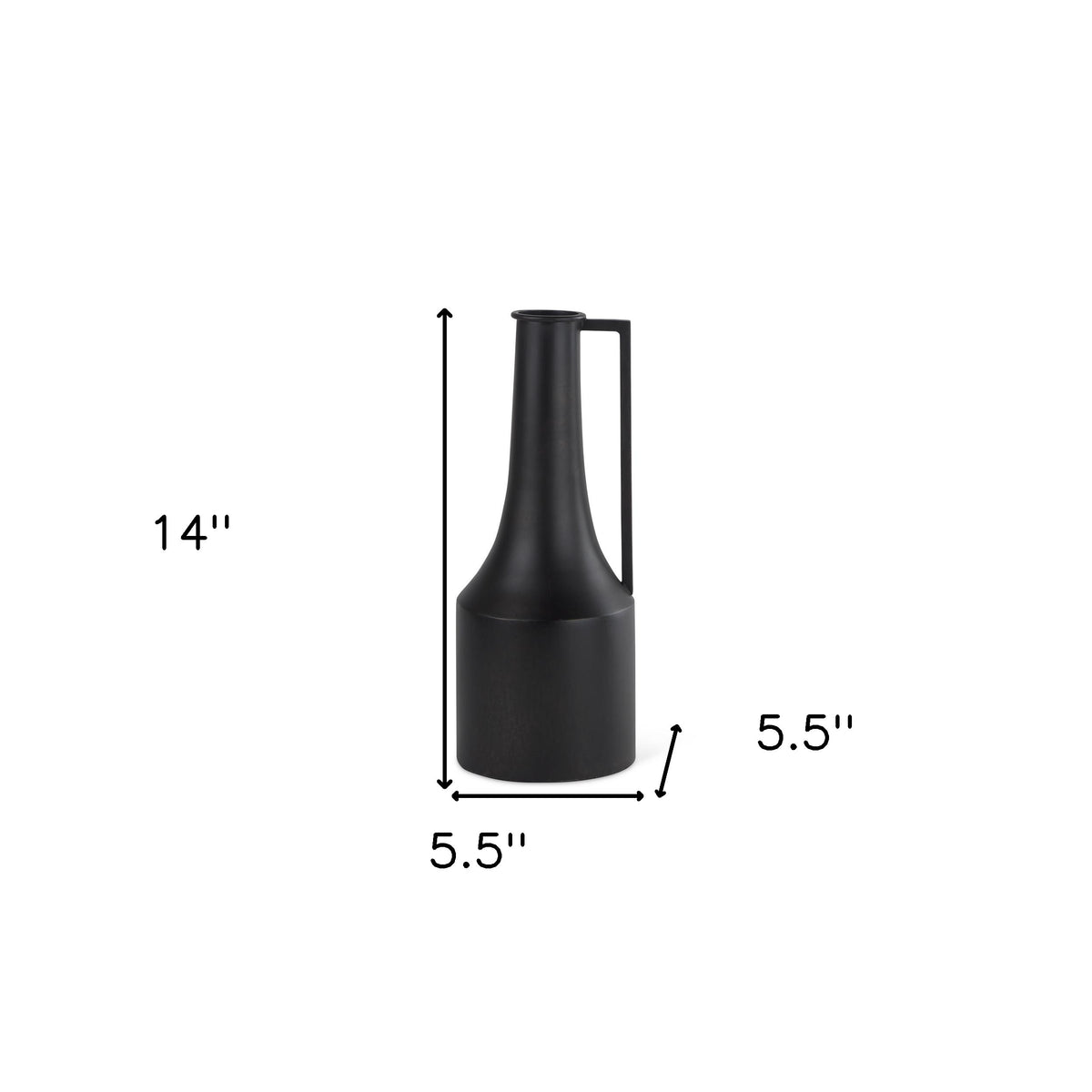 14" Black Metal Jug Vase