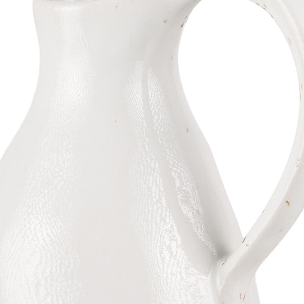 14" White And Beige Ombre Ceramic Bud Jug Vase