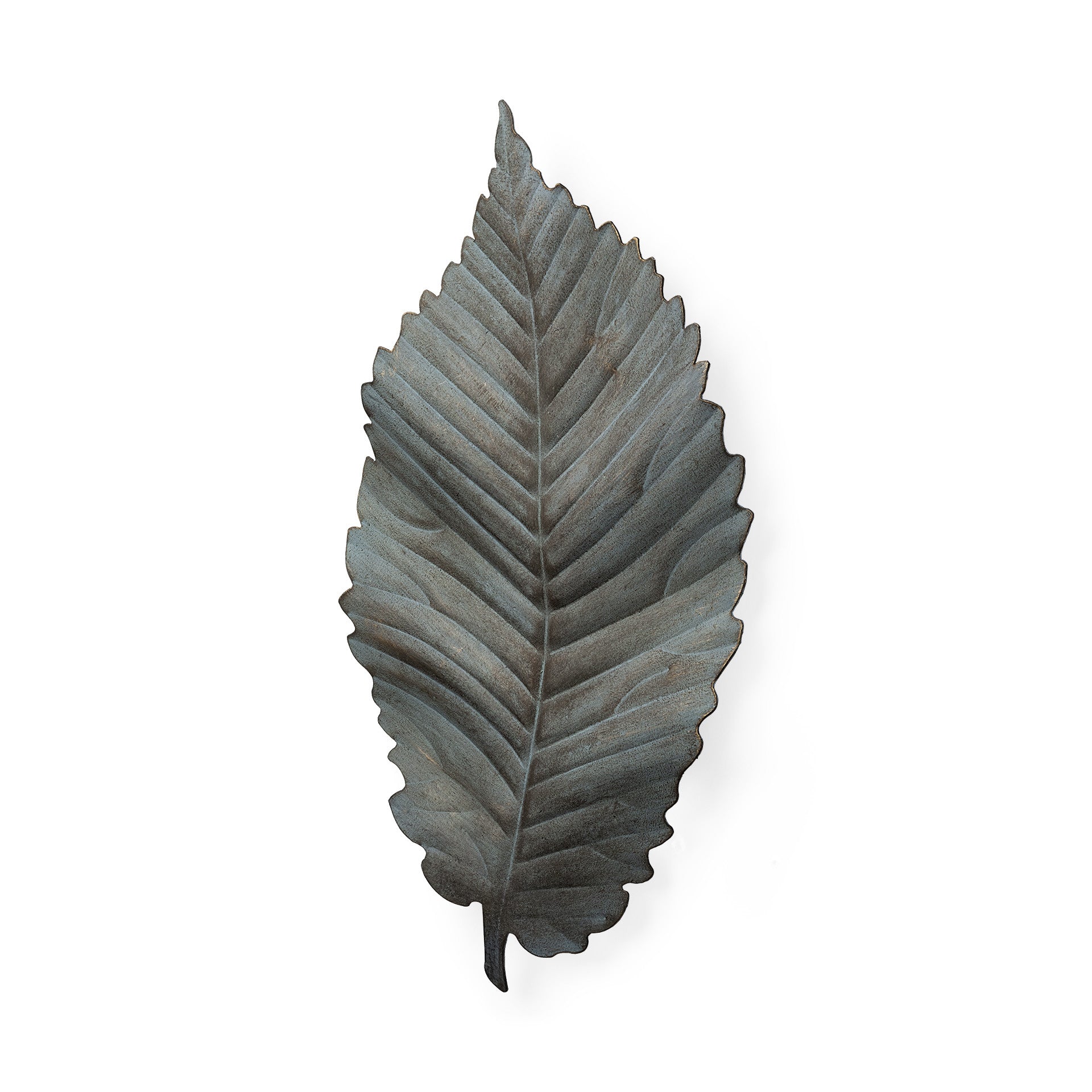 Brattea 16" X 9" Green Leaf Metal Hanging Dimensional Sculpture