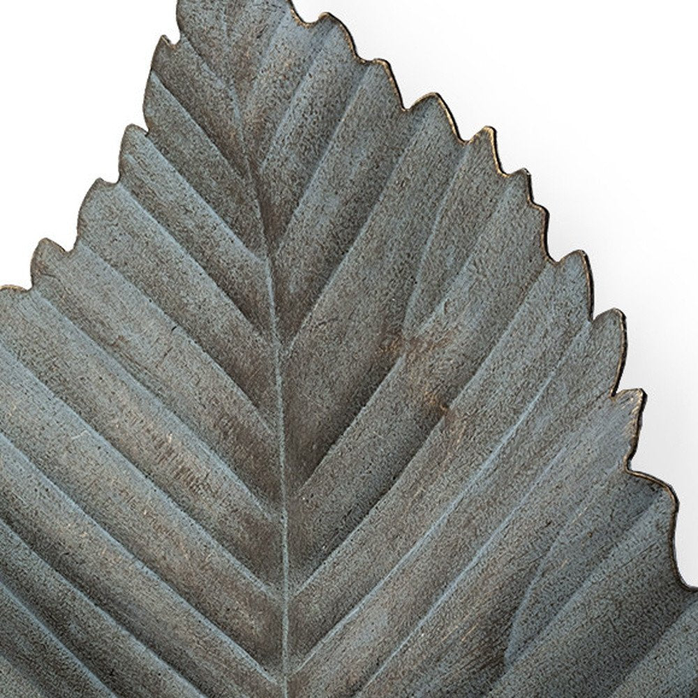 Brattea 16" X 9" Green Leaf Metal Hanging Dimensional Sculpture