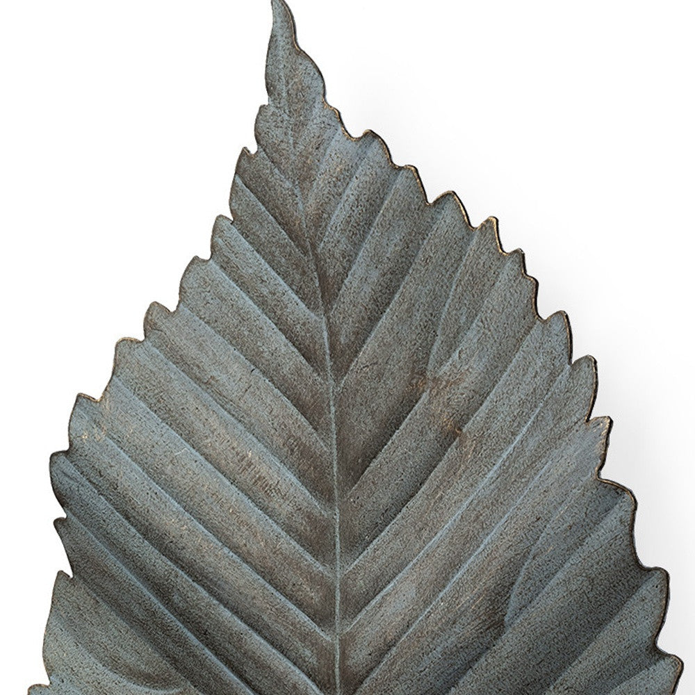 Brattea 16" X 9" Green Leaf Metal Hanging Dimensional Sculpture