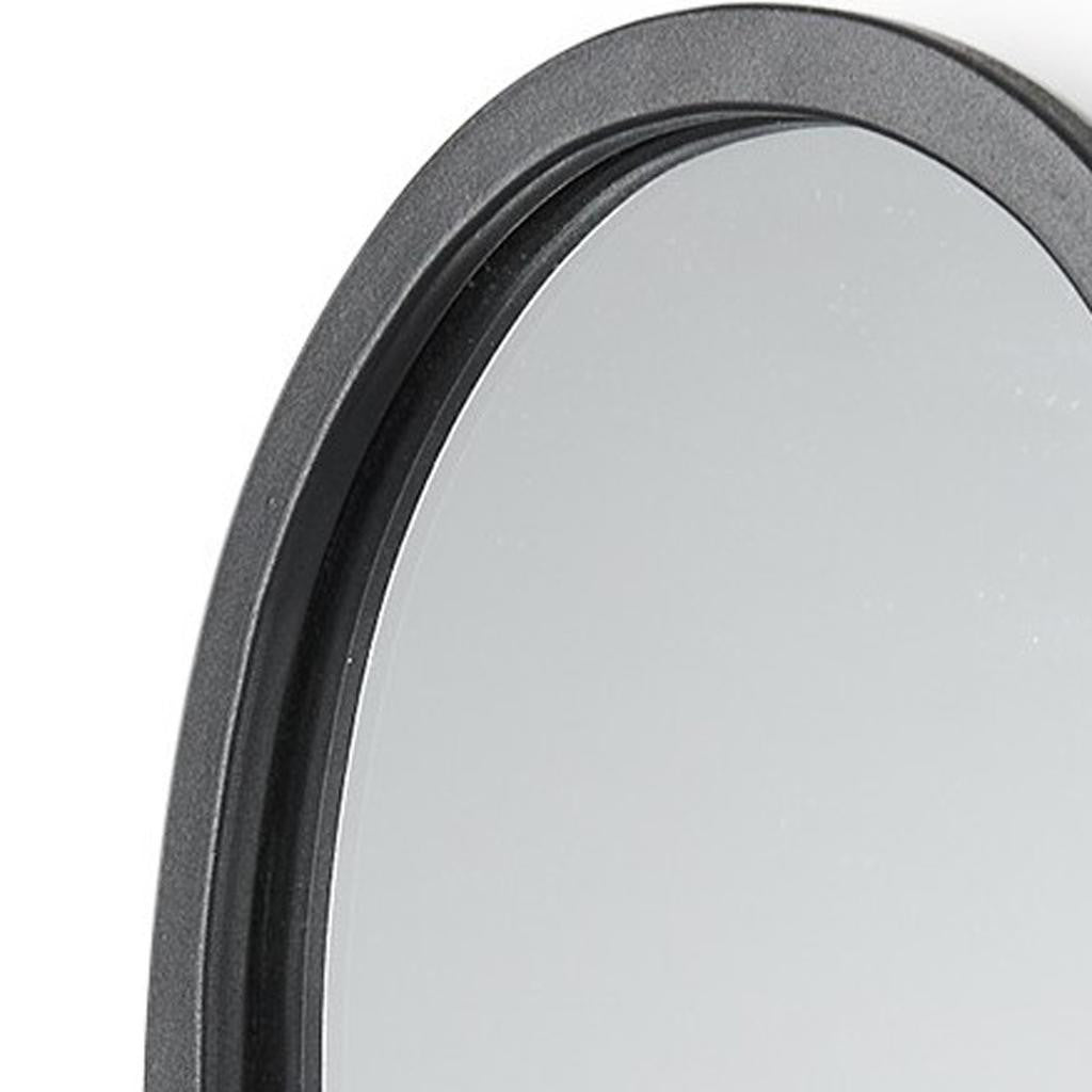 19" Black And Clear Glass Bottle Metal And Mirrored Glass Oval Wall Vase