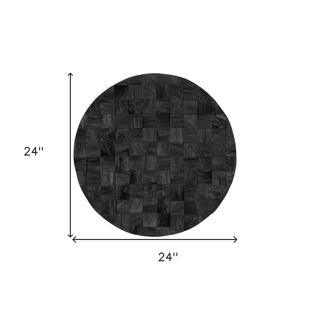 Into the Abyss II 24" X 24" Dark Brown Geometric Wood Circle Hanging Dimensional Sculpture