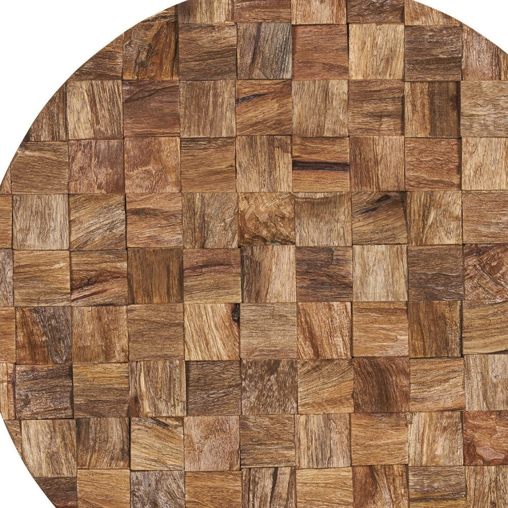 Into the Abyss II 24" X 24" Brown Geometric Wood Circle Hanging Dimensional Sculpture