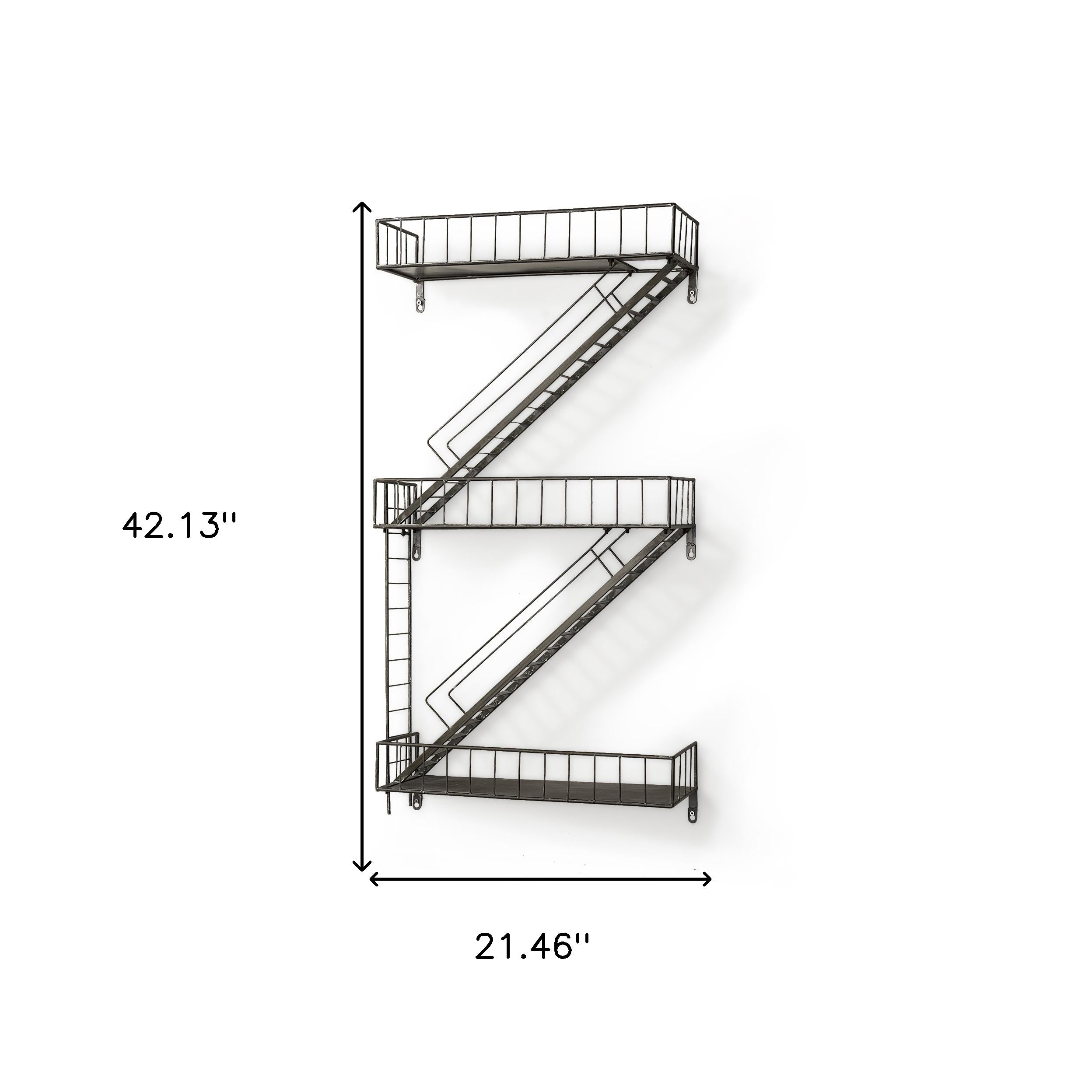 21" Gunmetal Gray Metal Novelty Wall Mounted Accent Shelf