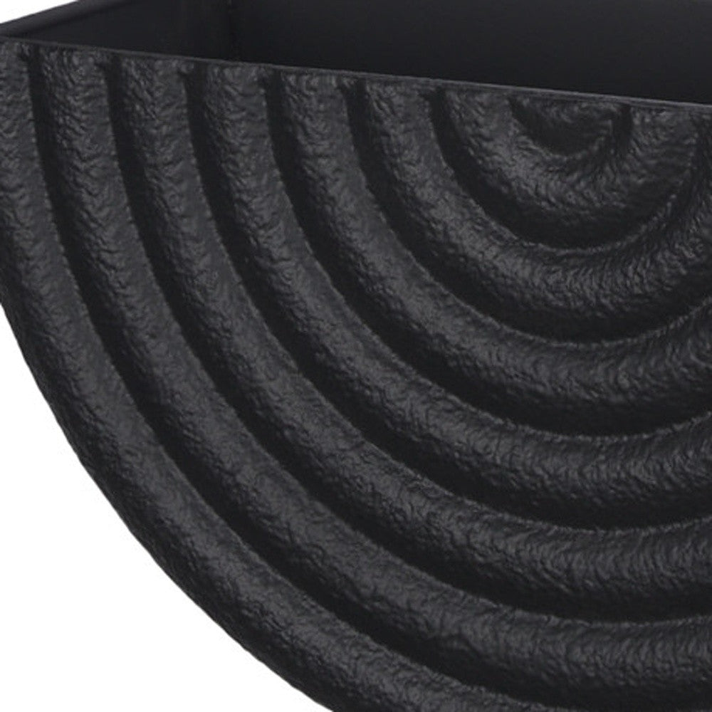 Set of Two Black Metal Geometric Half Moon Wall Planters