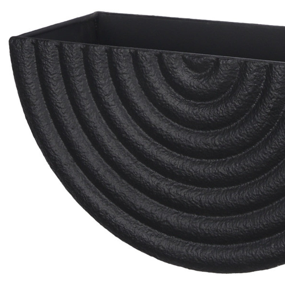 Set of Two Black Metal Geometric Half Moon Wall Planters