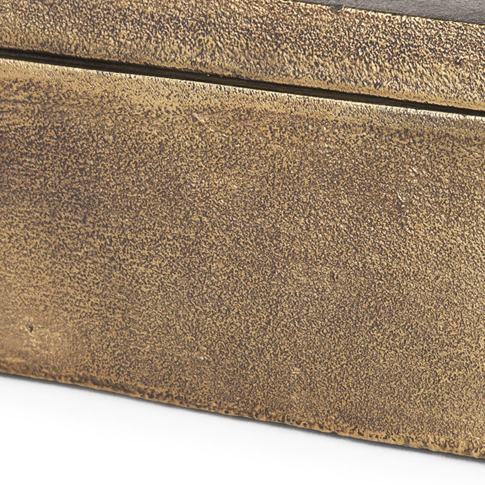 5" Gold Metal Decorative Box Tabletop Sculpture