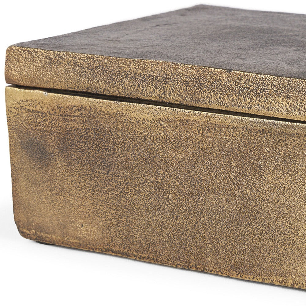 5" Gold Metal Decorative Box Tabletop Sculpture