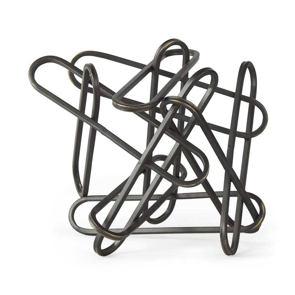 12" Black Metal Abstract Tabletop Sculpture