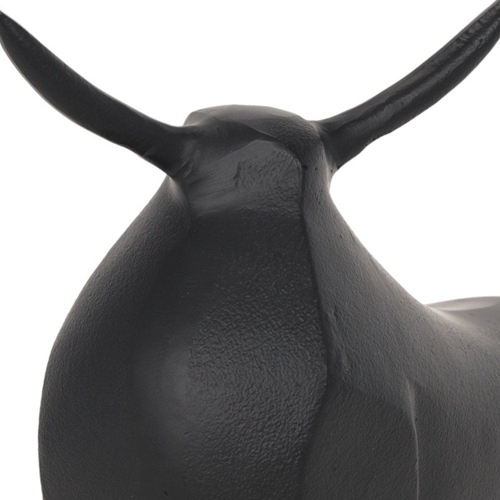 11" Black Aluminum Bull Tabletop Sculpture