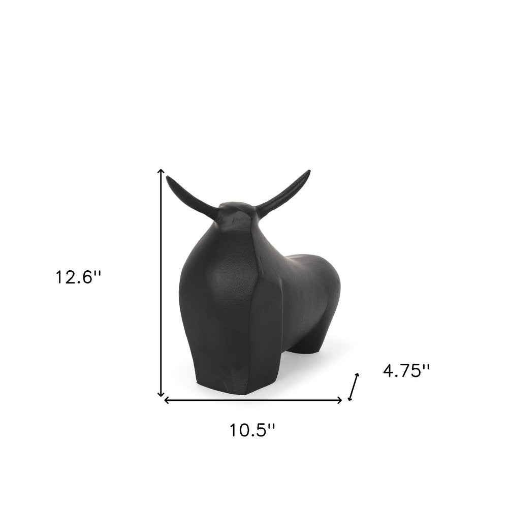 11" Black Aluminum Bull Tabletop Sculpture