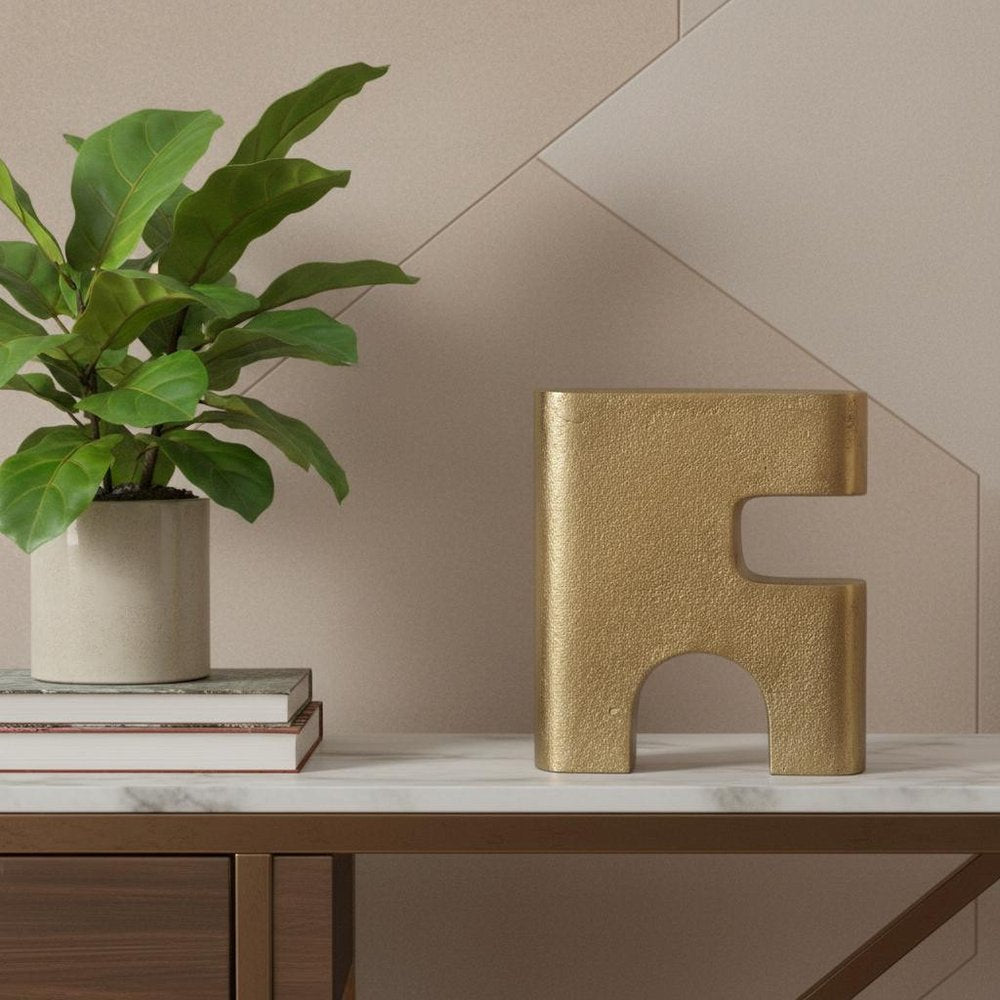 10" Brass Aluminum Tabletop Sculpture