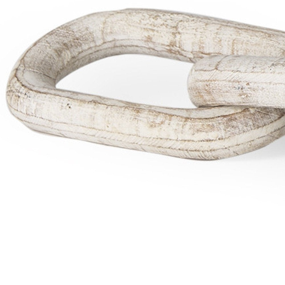 5" Beige Solid Wood Tabletop Sculpture