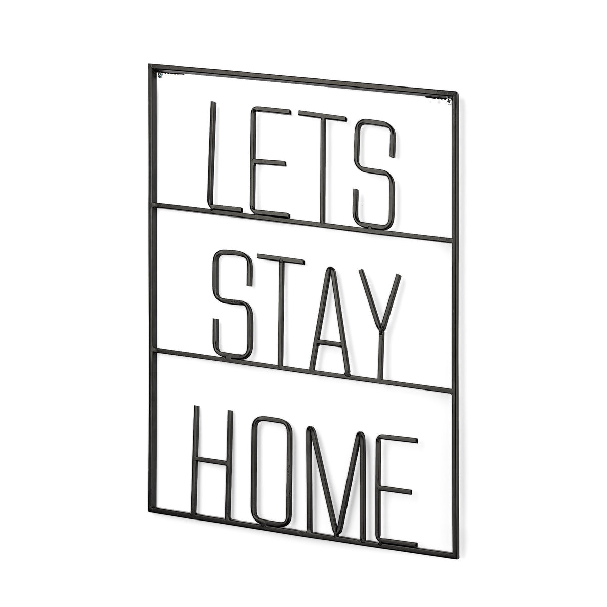 Let's Stay Home 16" X 20" Black Let's Stay Home Metal Wall Decor