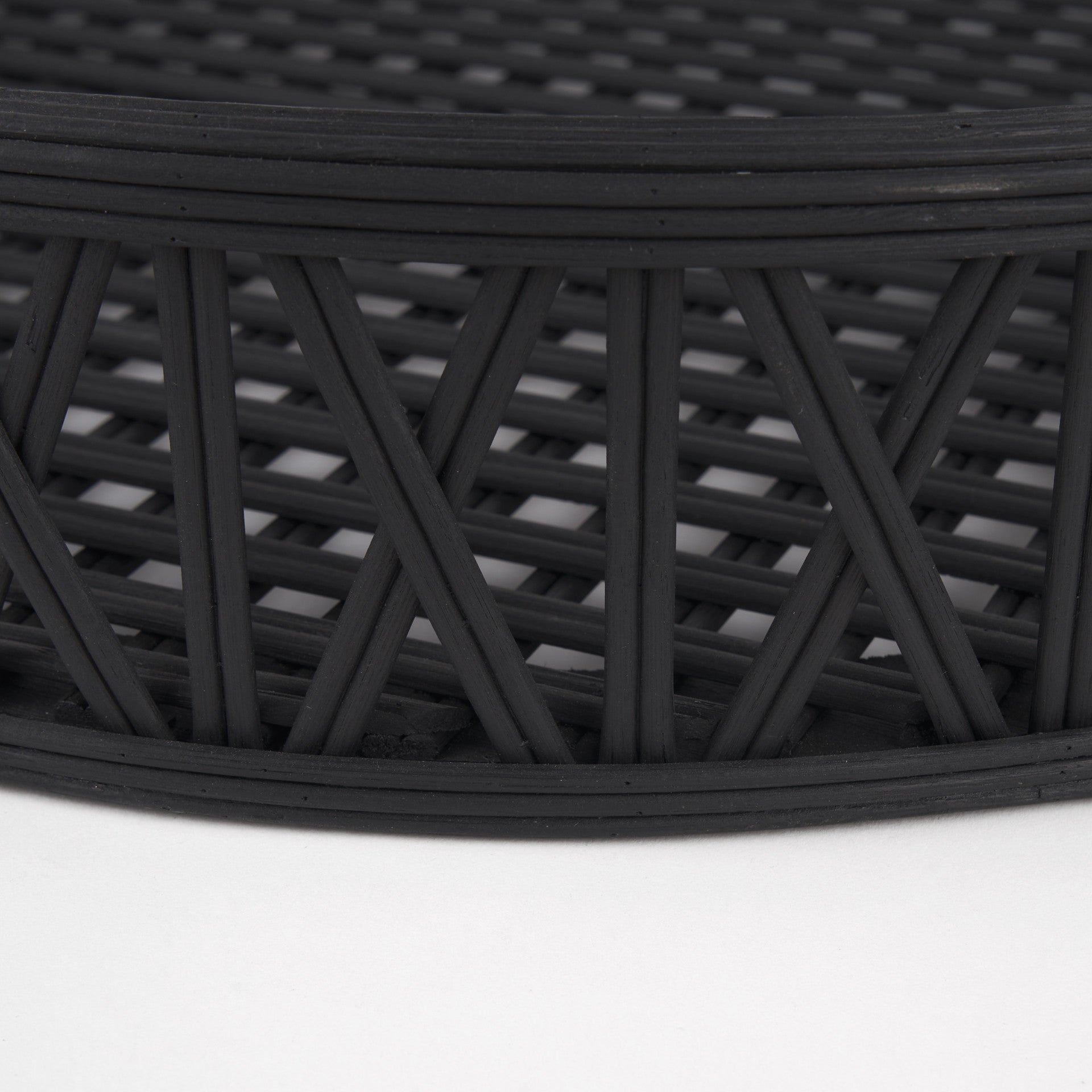 Set of Two Black Round Wicker Handmade Serving Trays