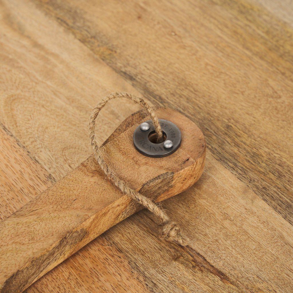 Set of Two Natural Solid Wood Handmade Serve Boards With Handles