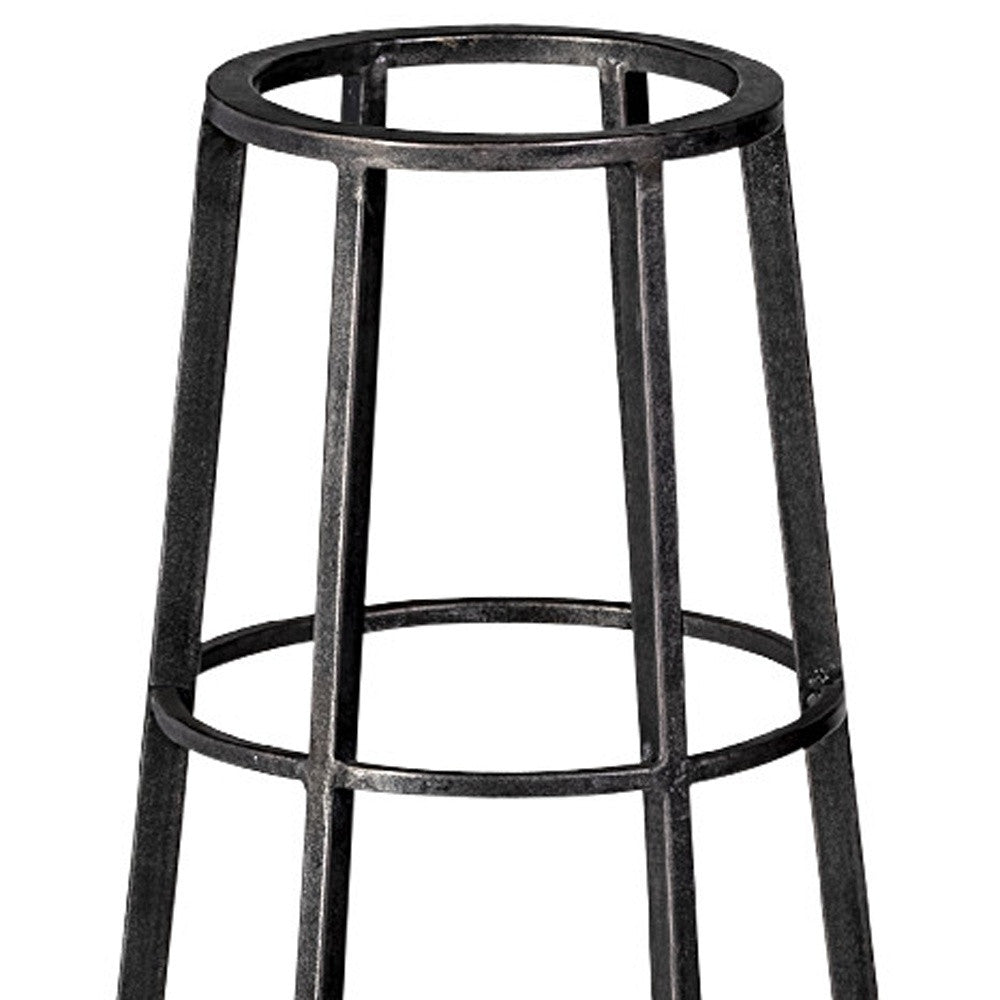 30" Black Distressed Geometric Metal And Glass Lantern Candle Holder