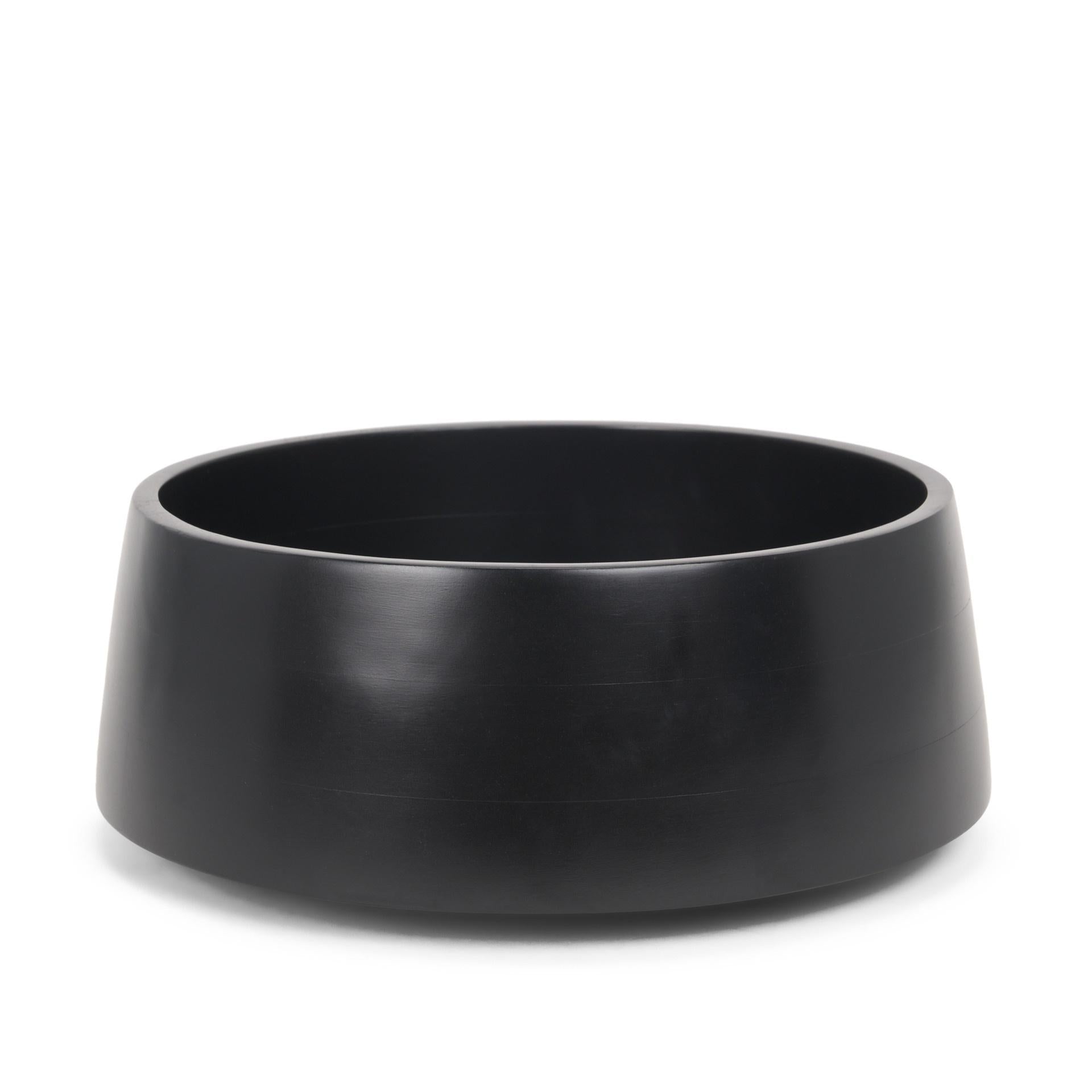 14" Black Wood Round Centerpiece Bowl