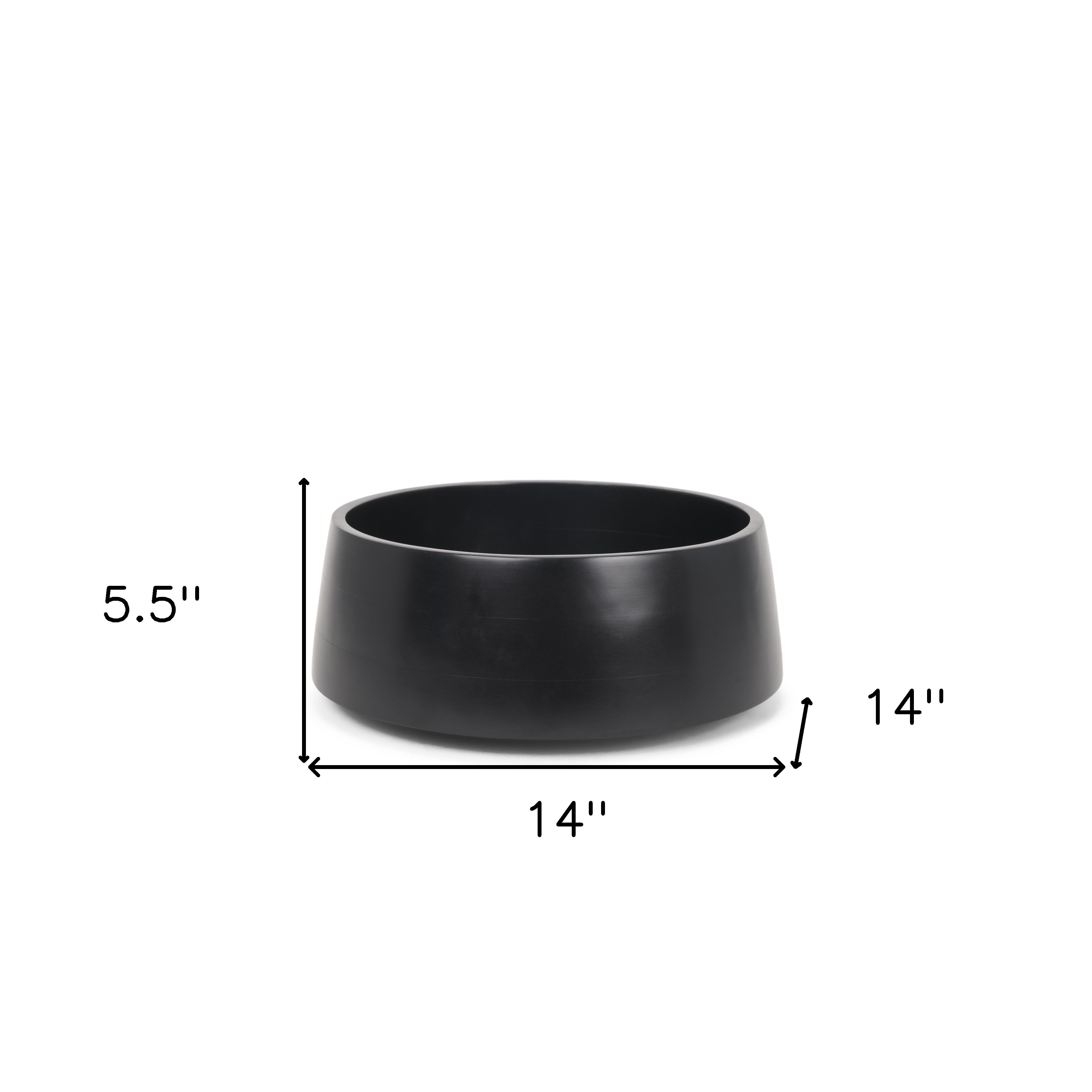 14" Black Wood Round Centerpiece Bowl