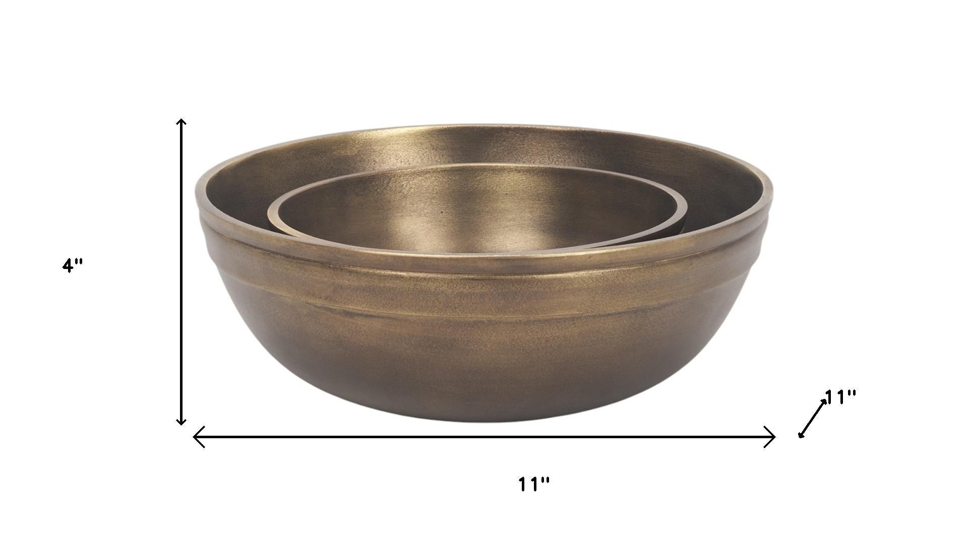 11" Brass Metal Round Centerpiece Bowl