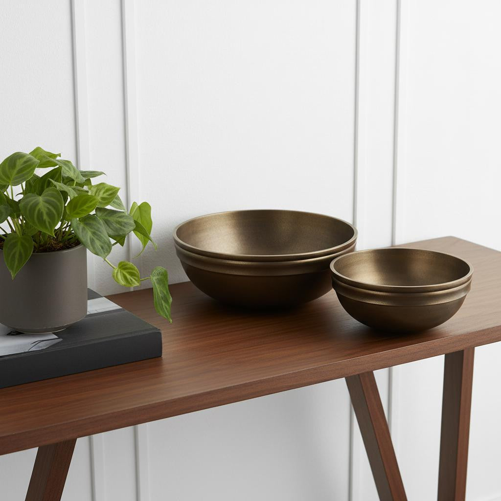 11" Brass Metal Round Centerpiece Bowl