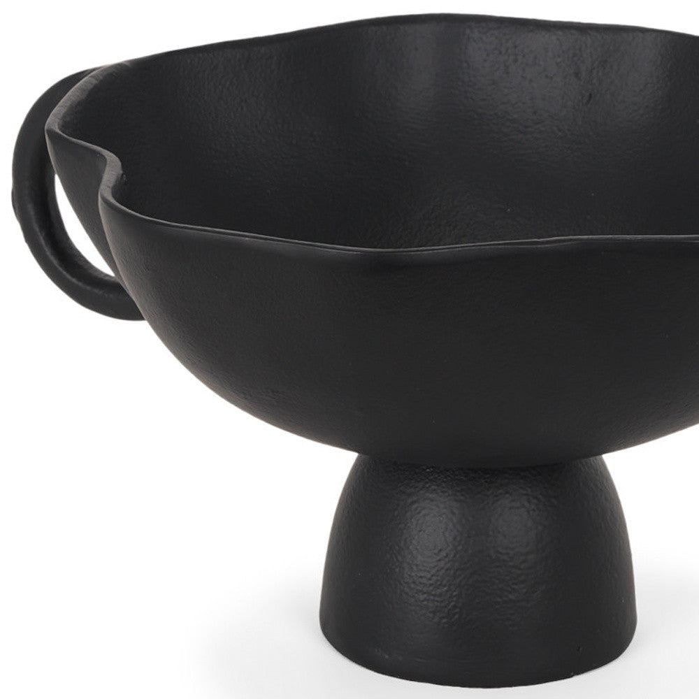 11" Black Metal Round Pedestal Centerpiece Bowl