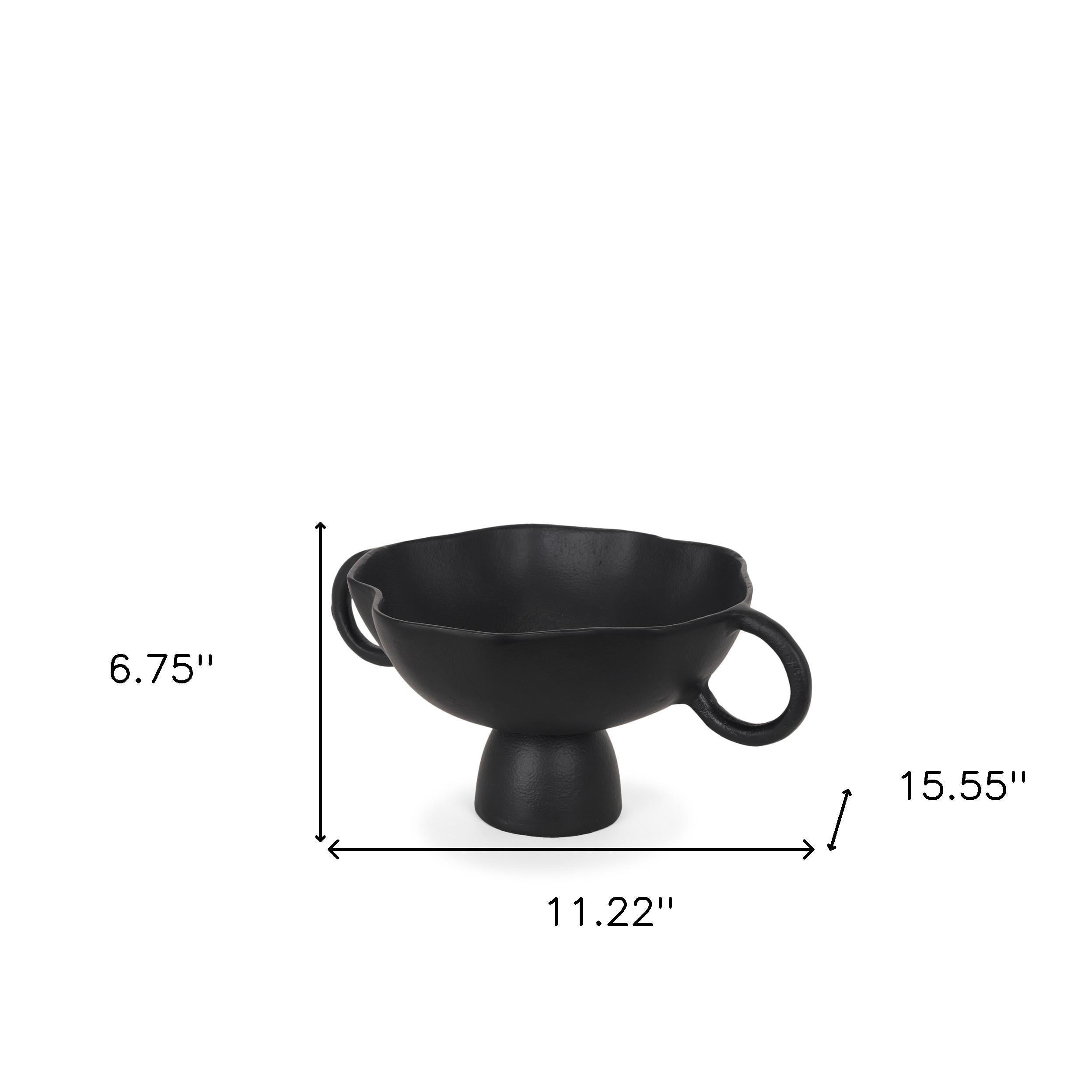 11" Black Metal Round Pedestal Centerpiece Bowl