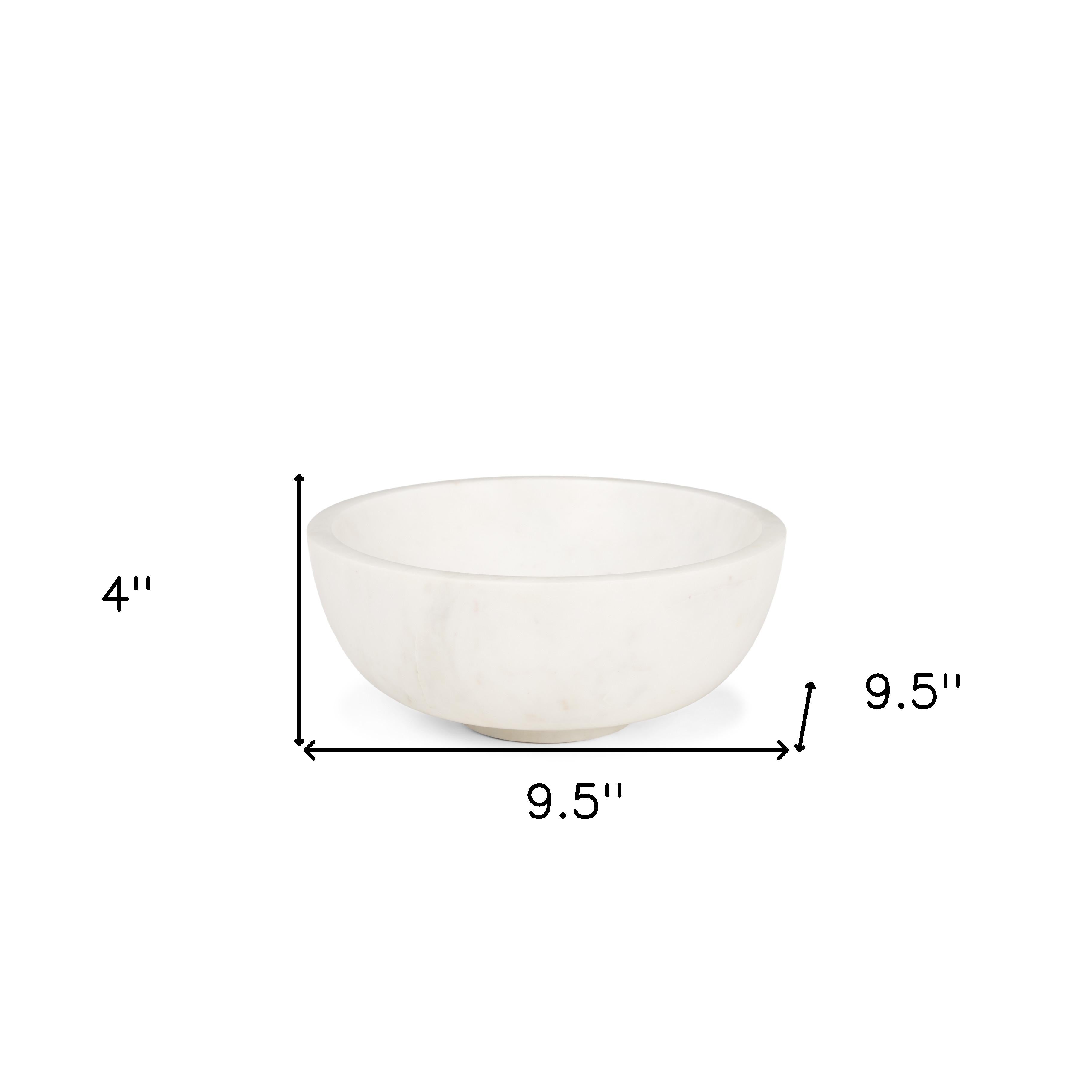 10" White Marble Round Centerpiece Bowl