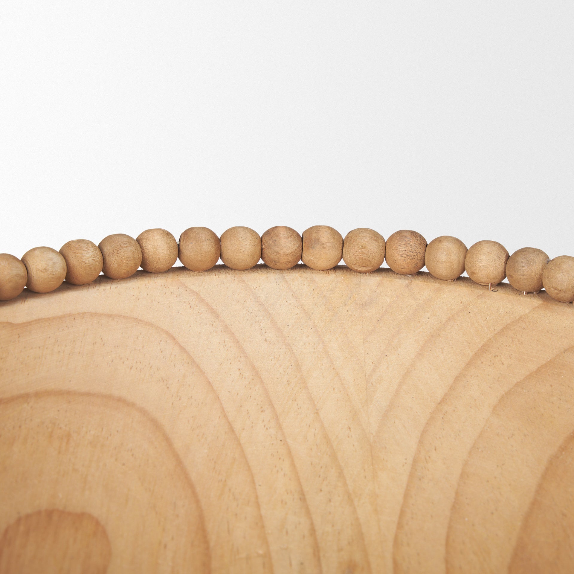 Set of Two Brown Solid Wood Beaded Edge Round Centerpiece Bowl