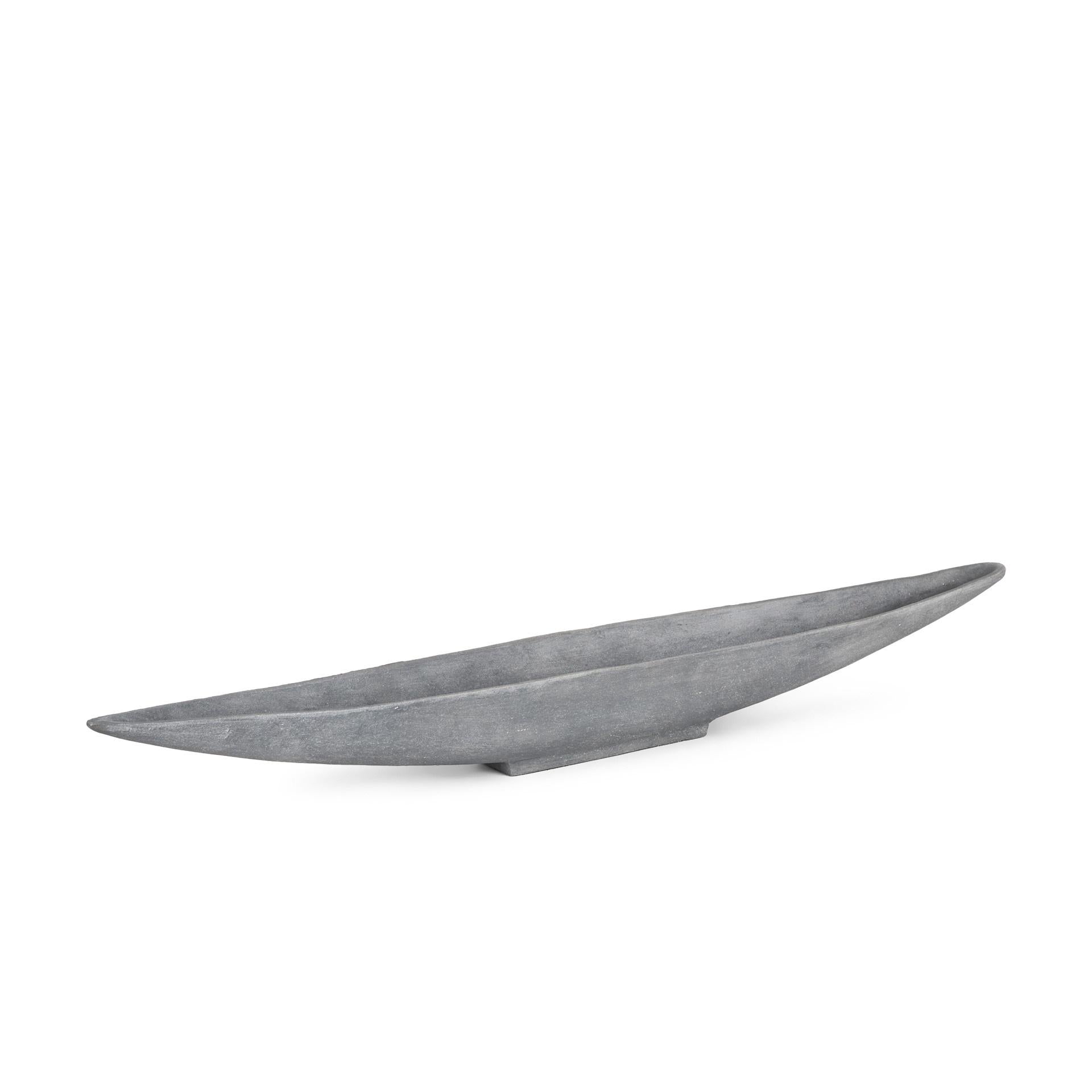 39" Gray Cast Aluminum Oval Long Boat Centerpiece Bowl