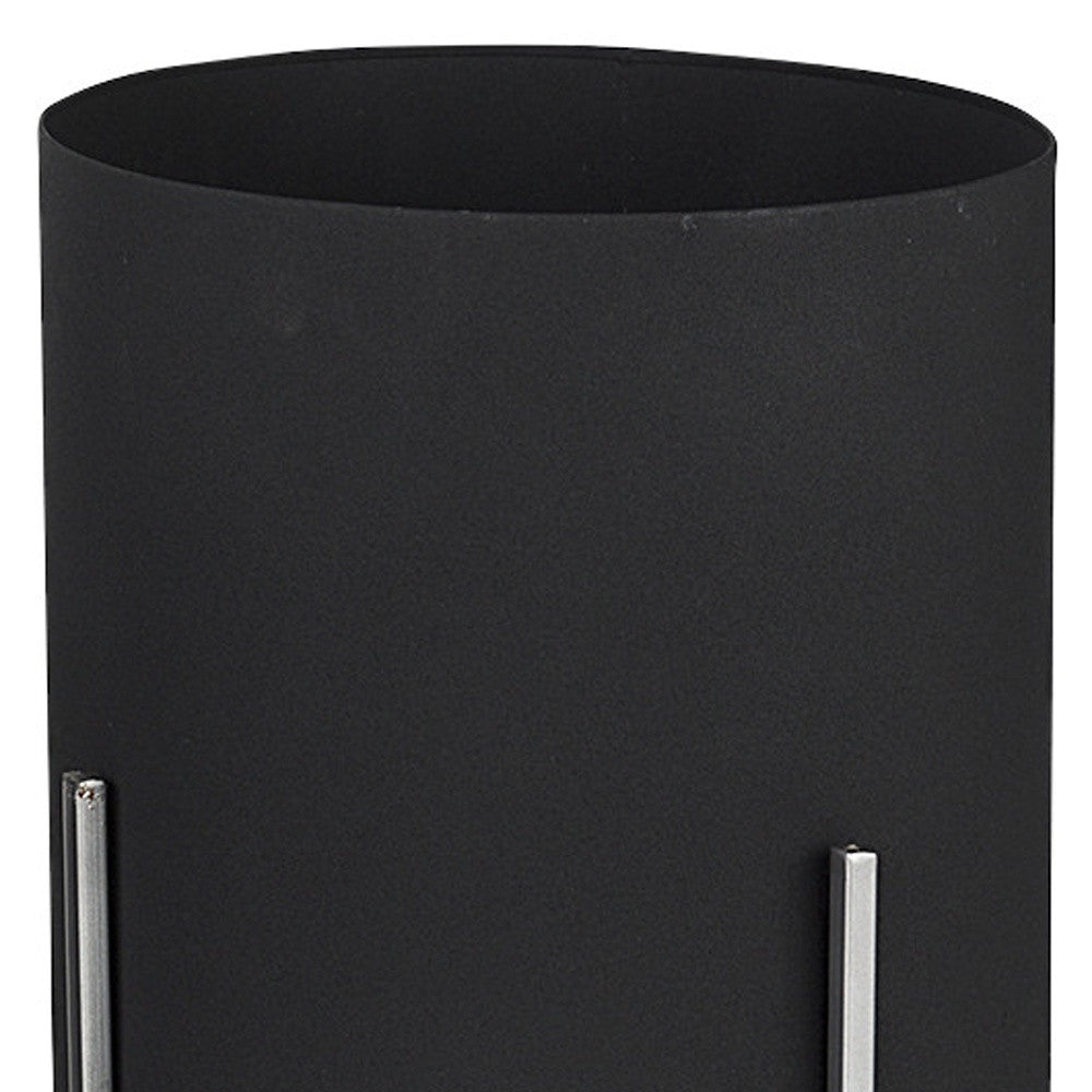 Set of Two Black Metal 20 Ounce Round Pot Planters