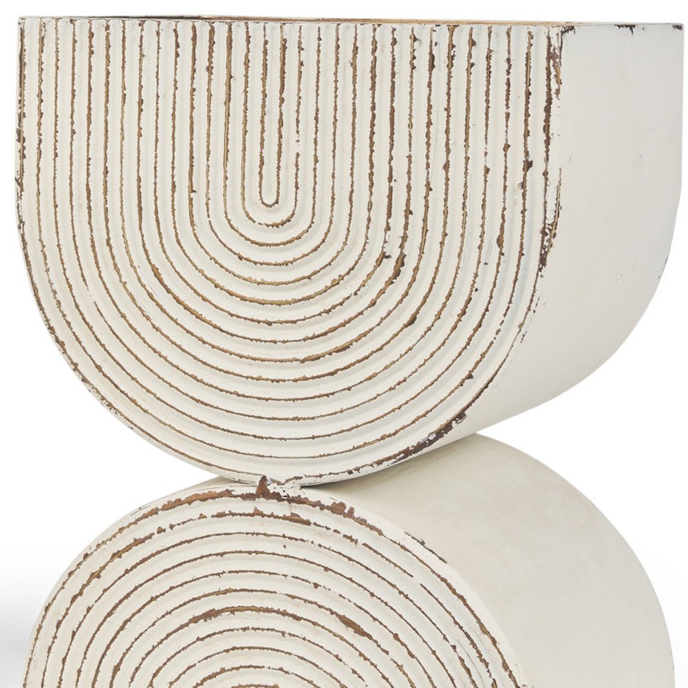 Set of Two Gold And Off White Metal 20 Ounce Geometric Rectangular Distressed Pot Planters
