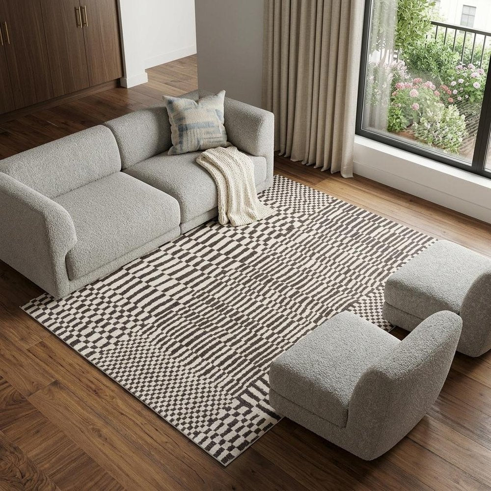 9' X 13' Gray And Beige Geometric Washable Area Rug With UV Protection