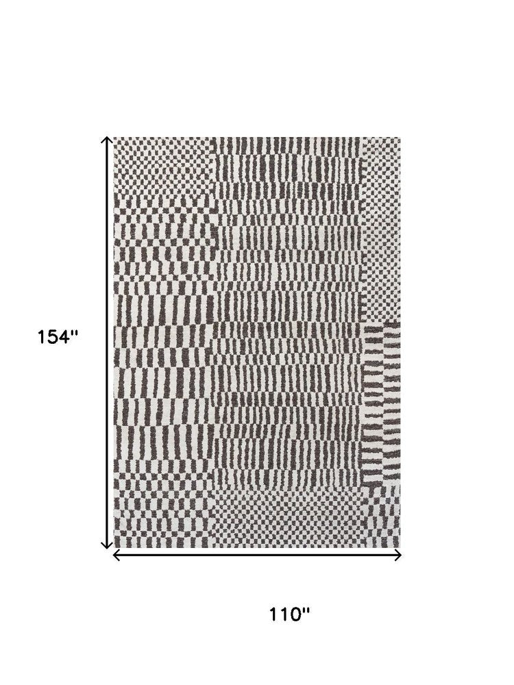 9' X 13' Gray And Beige Geometric Washable Area Rug With UV Protection