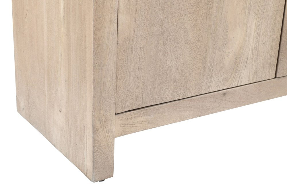 84" Ivory Distressed Reclaimed Wood Sideboard With Four Doors