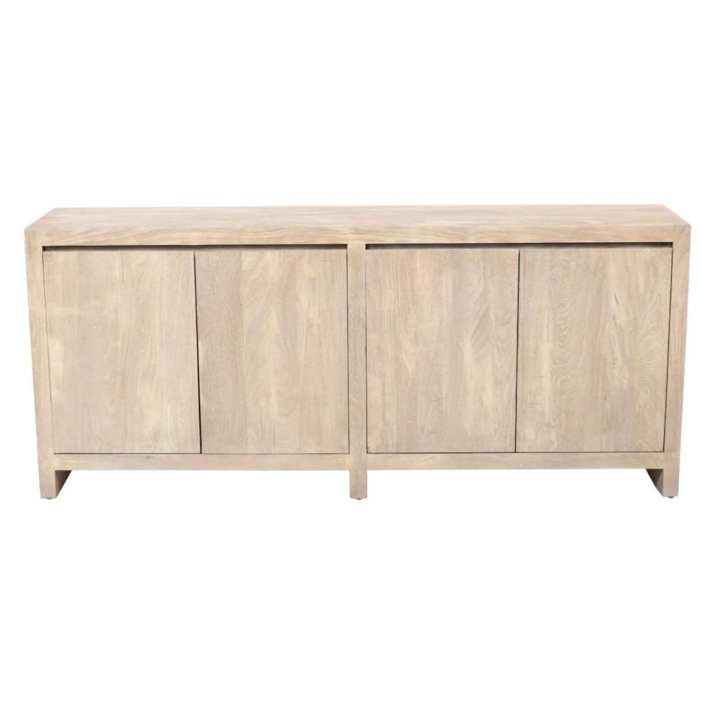 84" Ivory Distressed Reclaimed Wood Sideboard With Four Doors