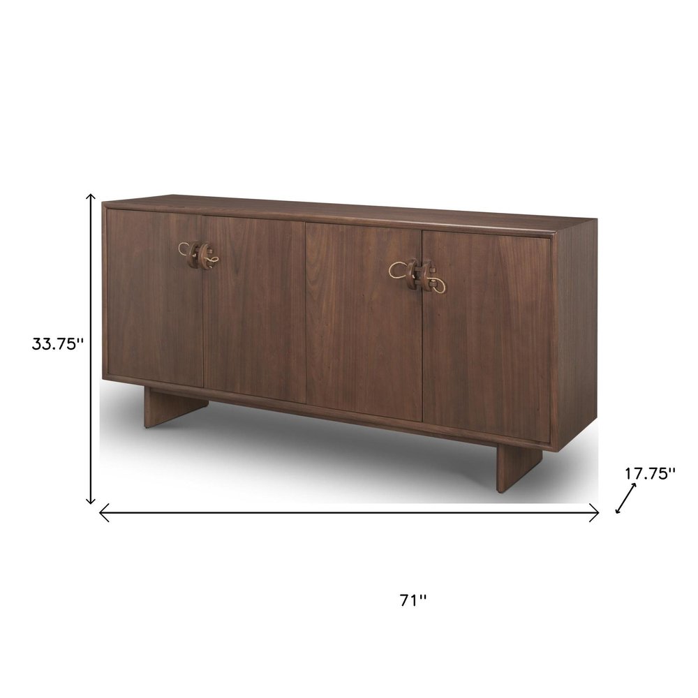 71" Brown Sideboard Soft Close with Four Doors