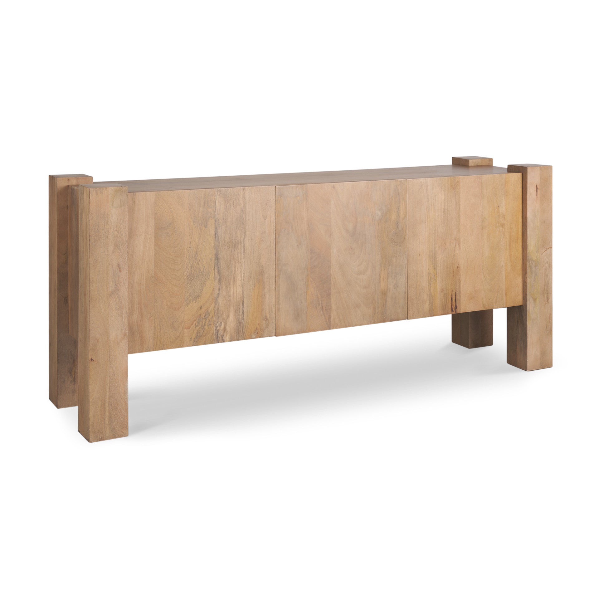 75" Light Brown Solid Wood Sideboard Soft Close with Three Doors
