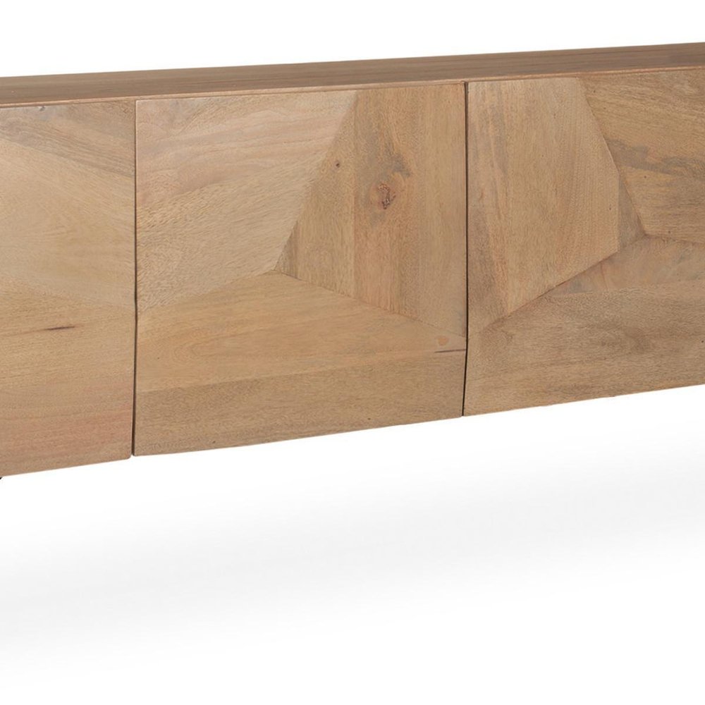 80" Black Solid Wood Sideboard Soft Close with Four Doors