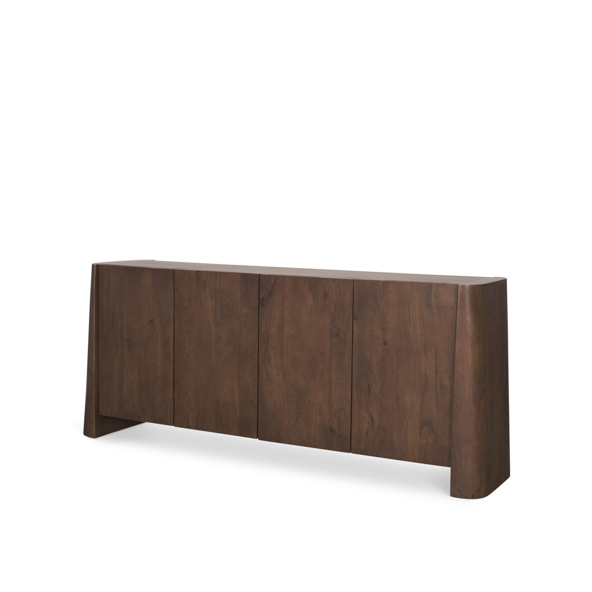 81" Brown Solid Wood Sideboard Soft Close with Four Doors