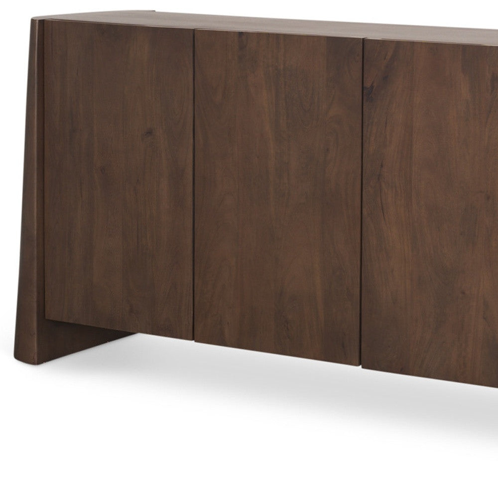 81" Brown Solid Wood Sideboard Soft Close with Four Doors