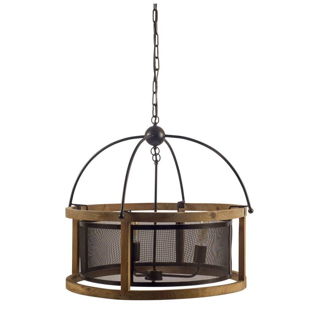 Black Caged Three Light Metal Dimmable Chandelier