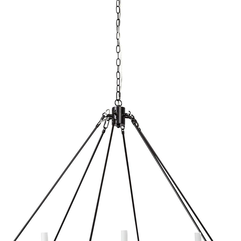 Black Candle Style Twelve Light Glass Dimmable Chandelier