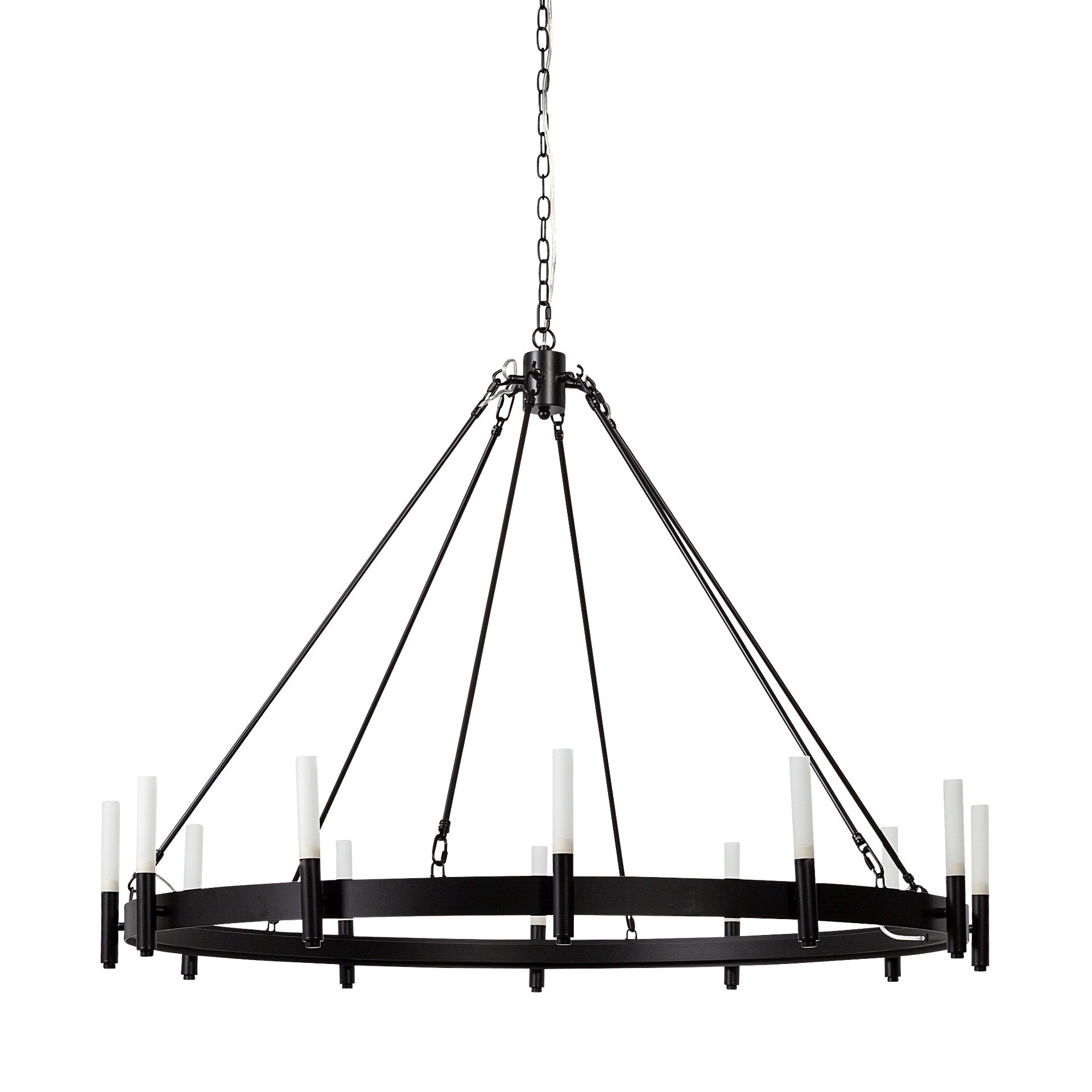 Black Candle Style Twelve Light Glass Dimmable Chandelier