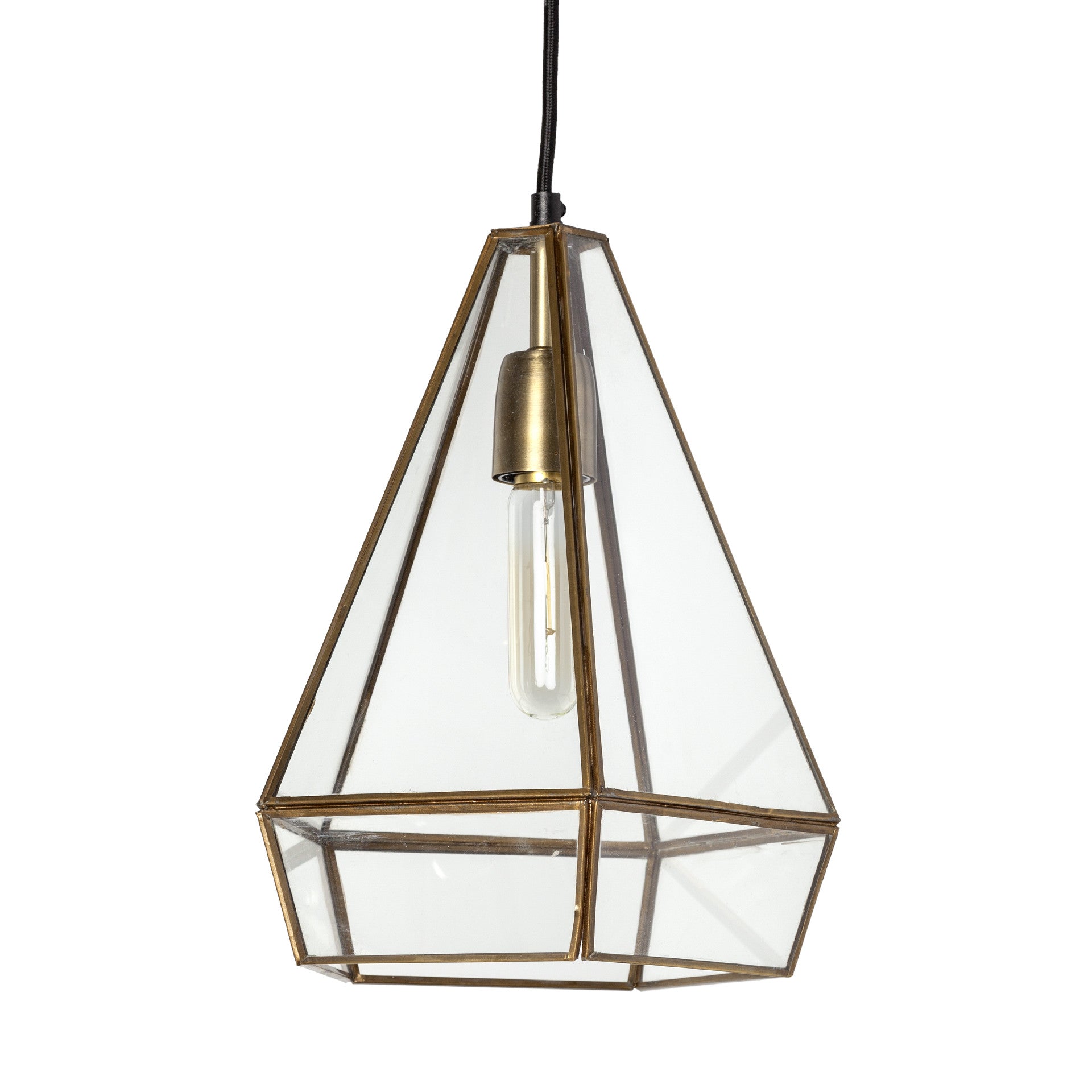 Clear And Gold Single Metal Dimmable Ceiling Light With Clear Shades