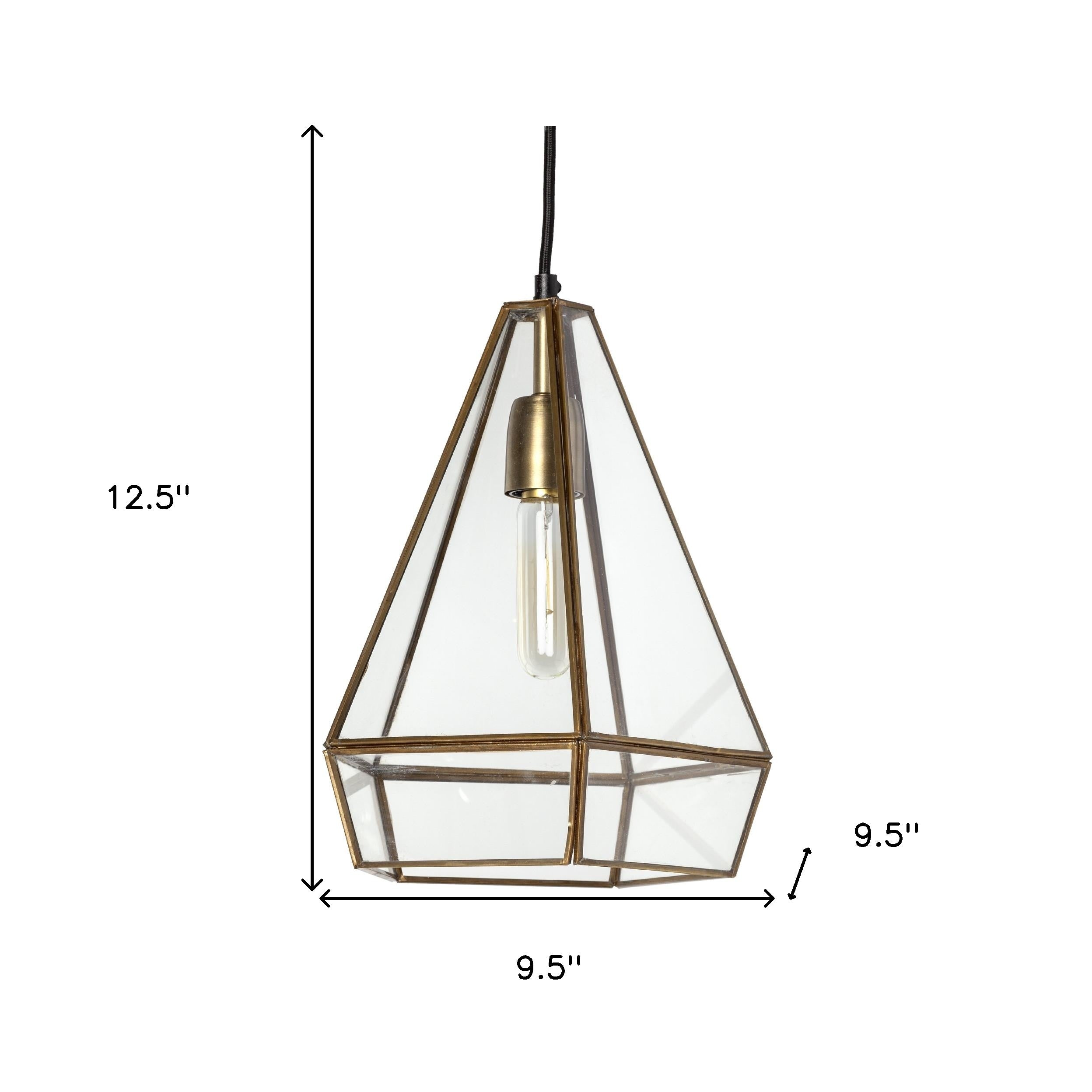 Clear And Gold Single Metal Dimmable Ceiling Light With Clear Shades